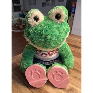 Build‎ a Bear Green FROG Plush Smiling RETIRED 18" In Sparkle Outfit And Sandals